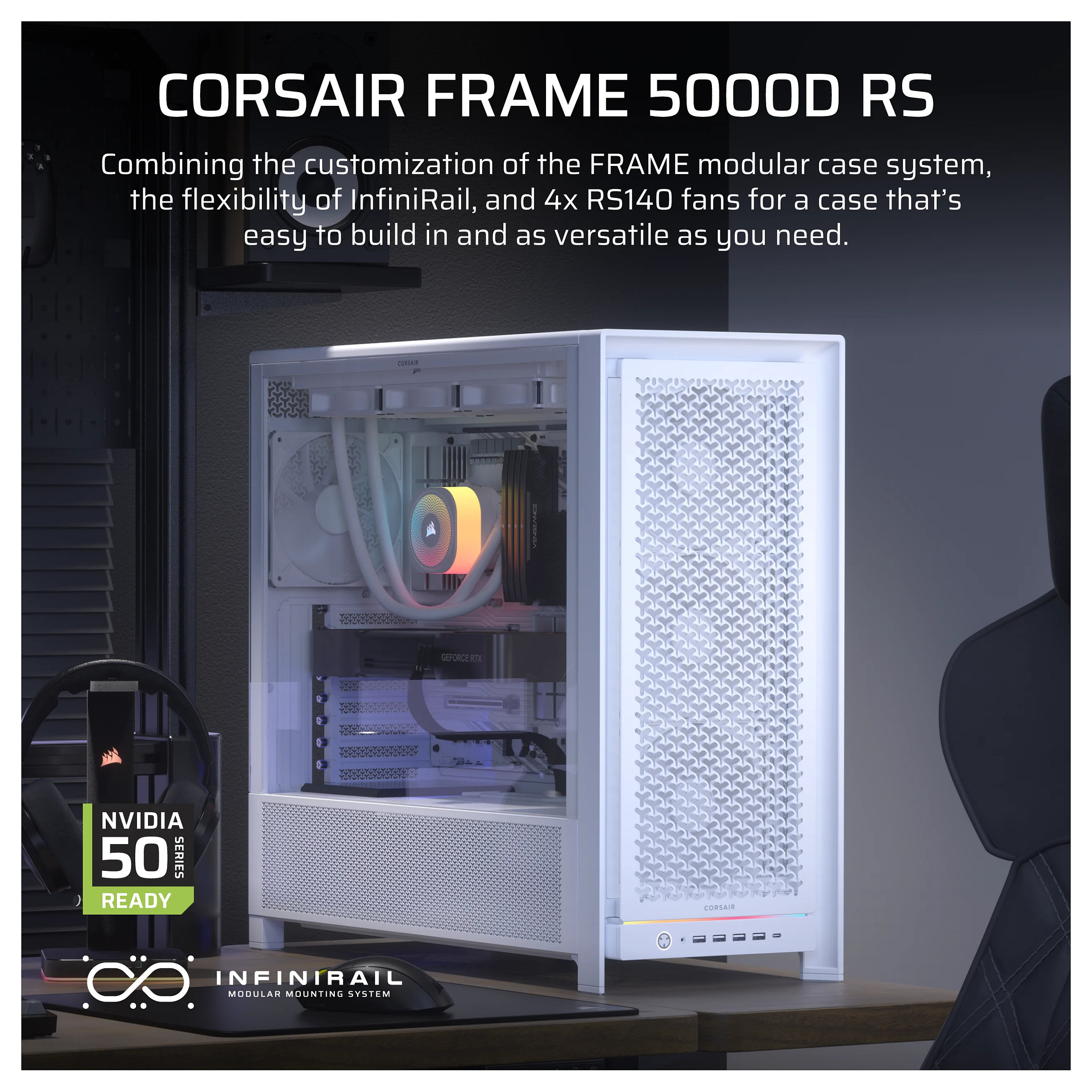 Kućište CORSAIR Frame 5000D Midi-Tower E-ATX Tempered Glass - bijelo-2