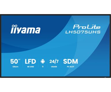 Iiyama 50" 3840x2160 UHD VA panel Haze 25% 500cd/m? Landscape and Portrait Signal-0