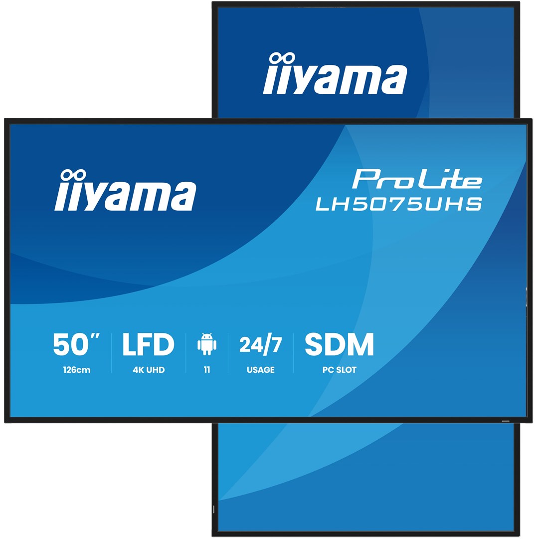 Iiyama 50" 3840x2160 UHD VA panel Haze 25% 500cd/m? Landscape and Portrait Signal
