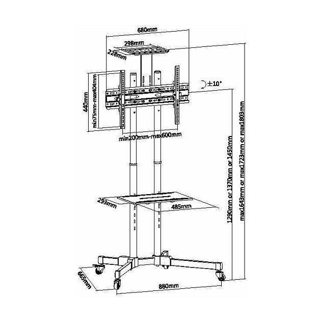 Stalak za TV EQUIP (37-70", nosivost 50 kg, 1 TFT, 2 police)-6