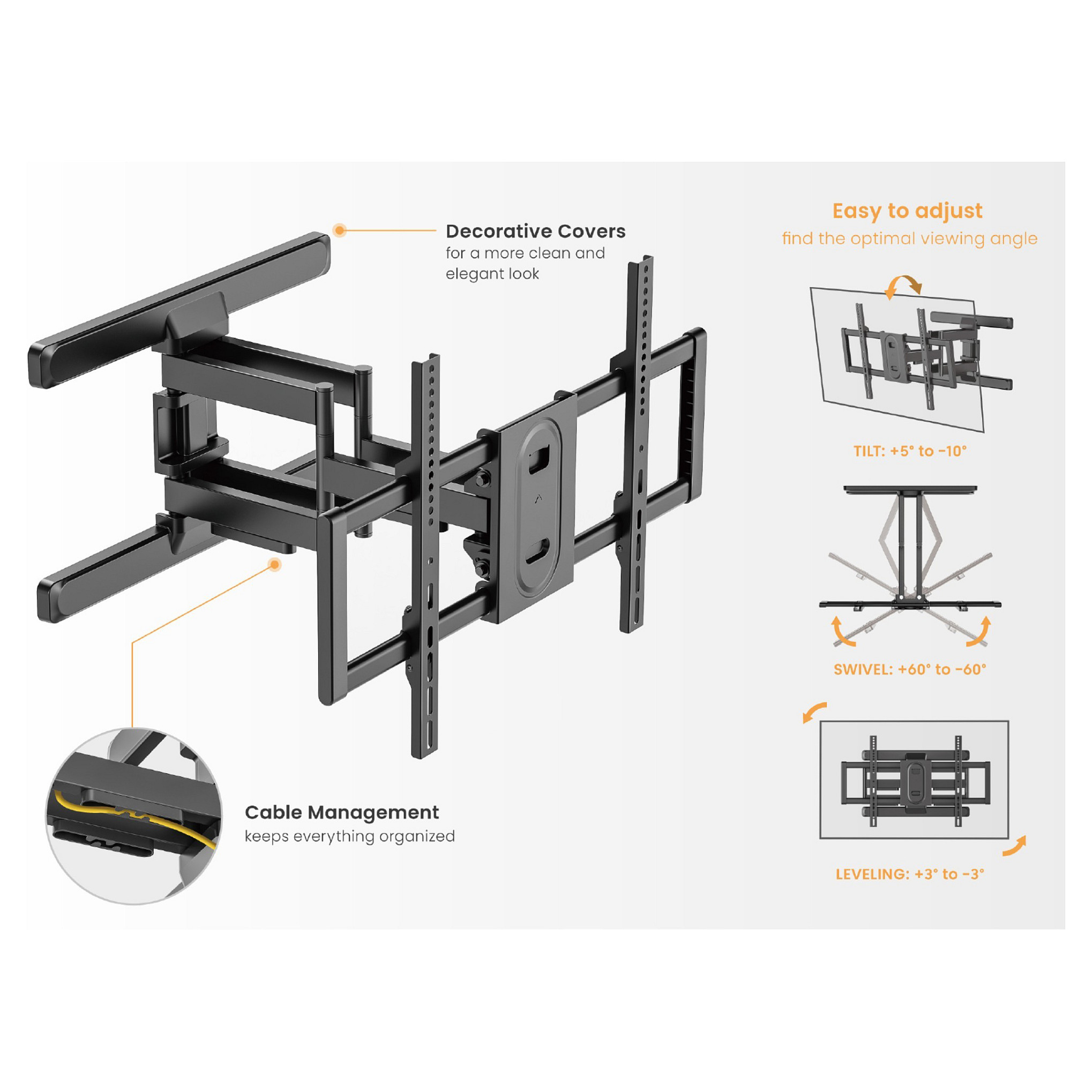 Zidni nosač Equip (43"-100", 1TFT, 60kg, 2Articulated, Tilt sw)-5