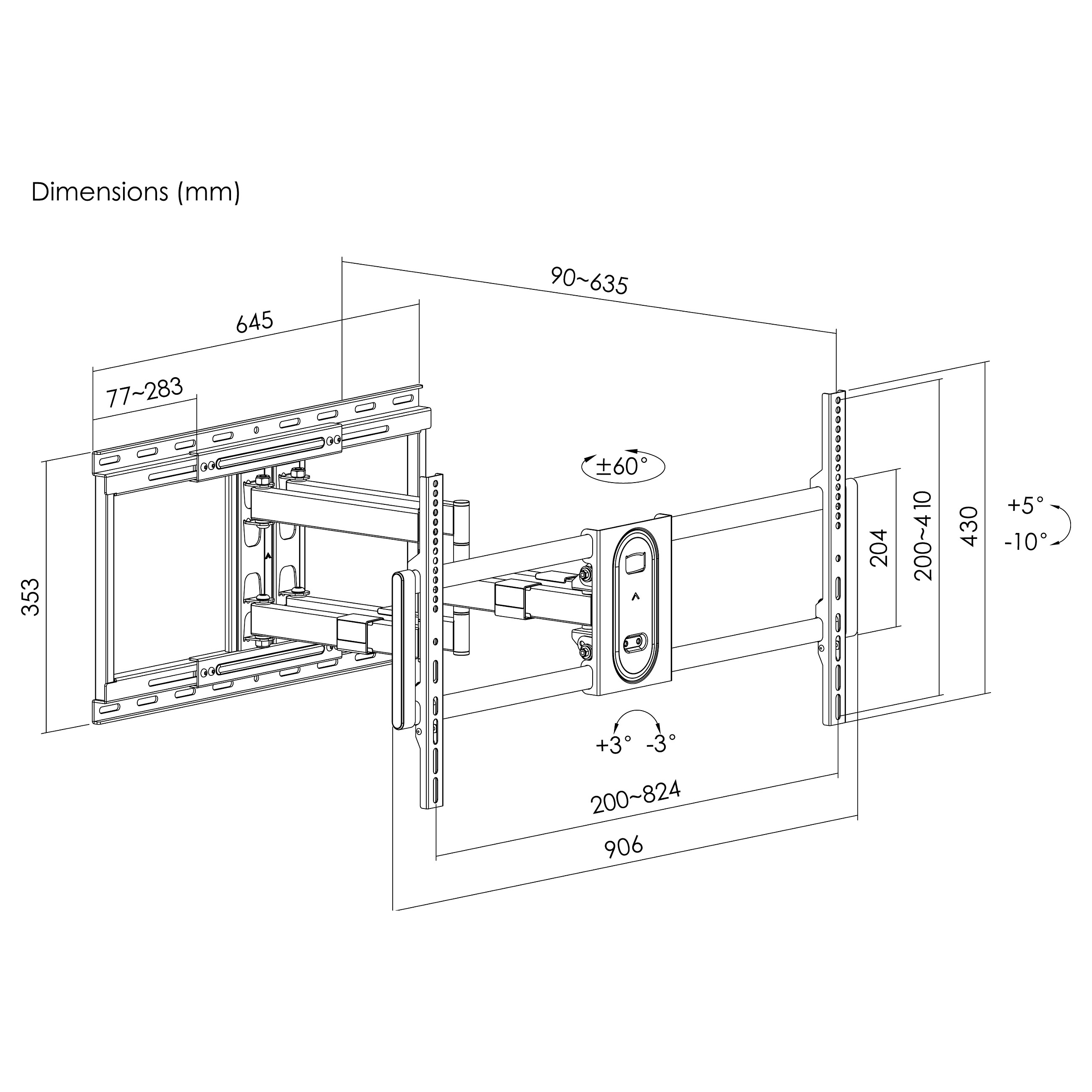 Zidni nosač Equip (43"-100", 1TFT, 60kg, 2Articulated, Tilt sw)-7