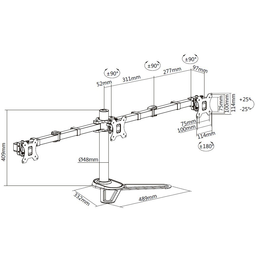 Stalak za stol za 3 LCD Equip Pro-2