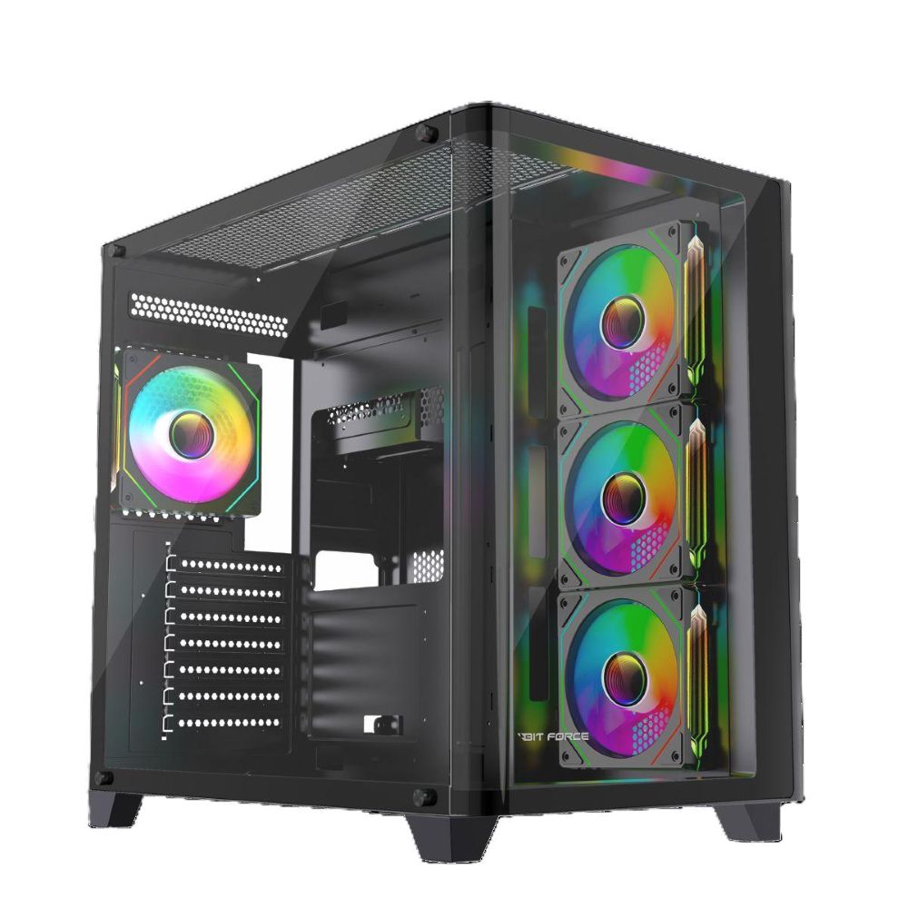 Kućište BIT FORCE CUBE ARGB-TGC-PWM4 (ATX, 4x ARGB PWM ventilatori, kaljeno staklo, USB-C/3.0, podrška za vodeno hlađenje)-1