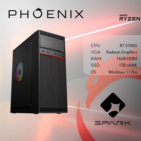 Računalo PHOENIX SPARK Y-265, AMD Ryzen 7 5700G, 16G, 1TB SSD, Win 11 Pro