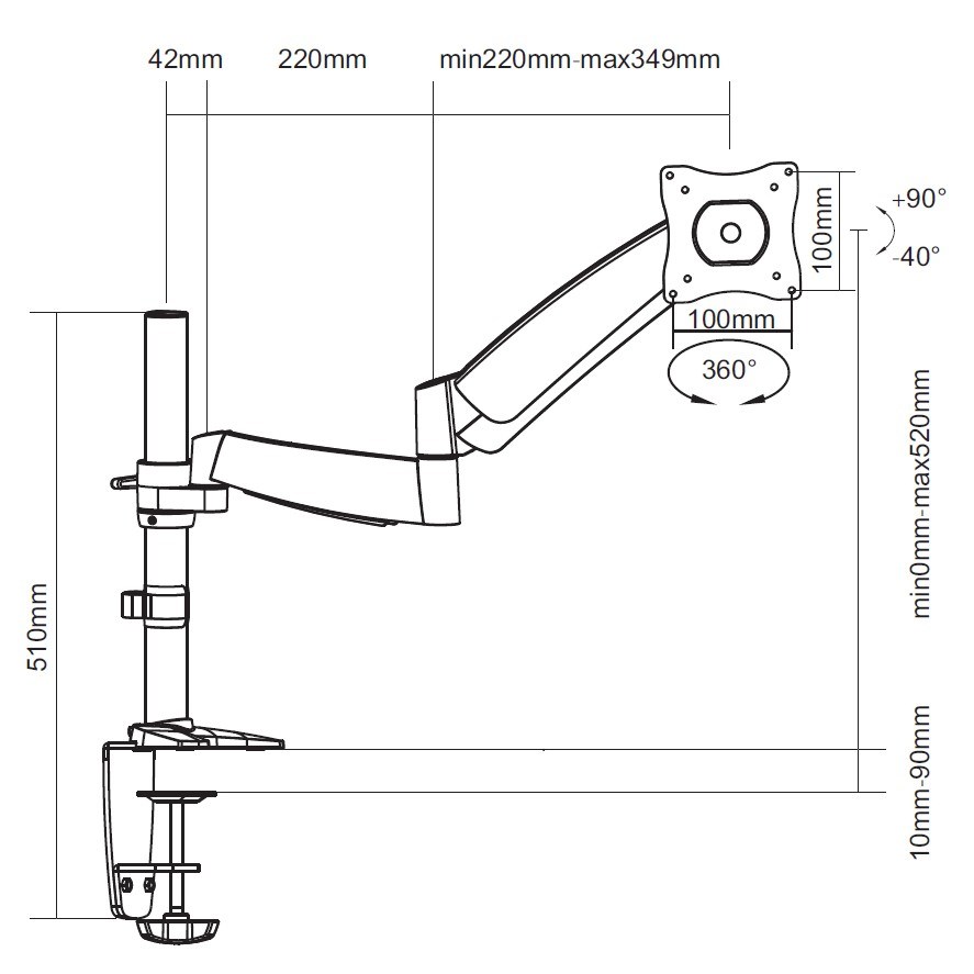 Stalak za stol 13"-27"/1TFT 360° srebrni Equip-1