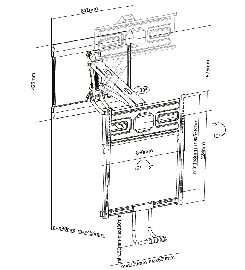 Zidni nosač za TV EQUIP 4A (43"-50", do 35kg, puni pokret, crni)-7