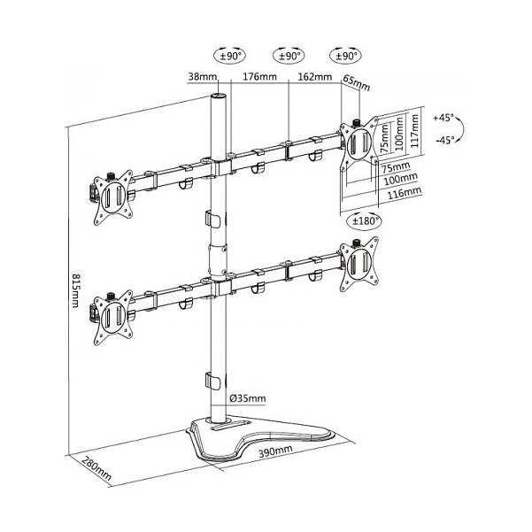 Stolni nosač EQUIP za 4 monitora (17"-32", do 9kg)-8