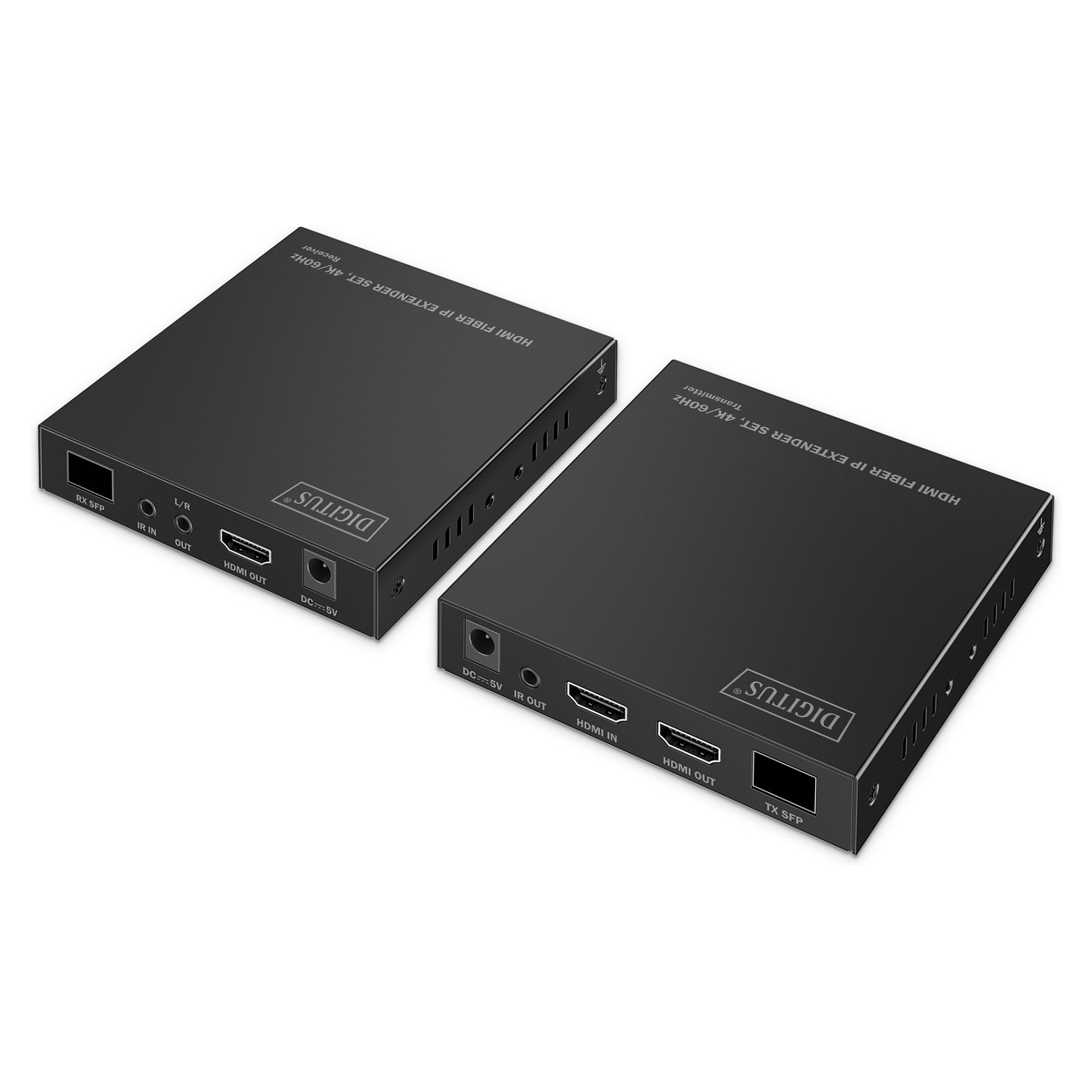 HDMI Extender Digitus 4K/60Hz Fiber Optic via IP 1G or up to 40km/300m, HDMI Loop-Out, IR Control Set-1