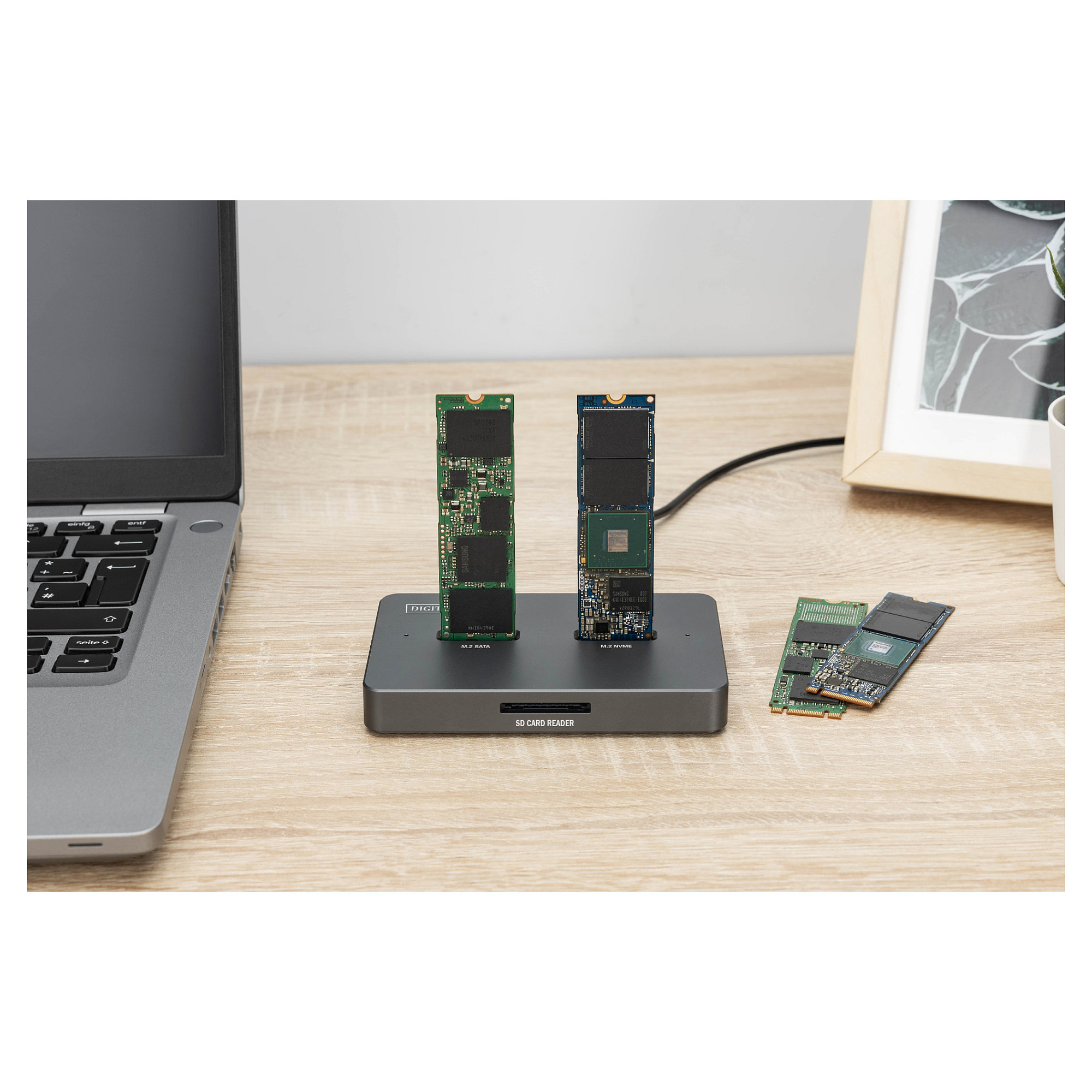 USB-C 3.2 Gen2 Docking Station for M.2 Duo NVMe SSDs and SATA (max. 2x 4 TB) with SD-Express 7.1 card reader (max. 2 TB), black-2