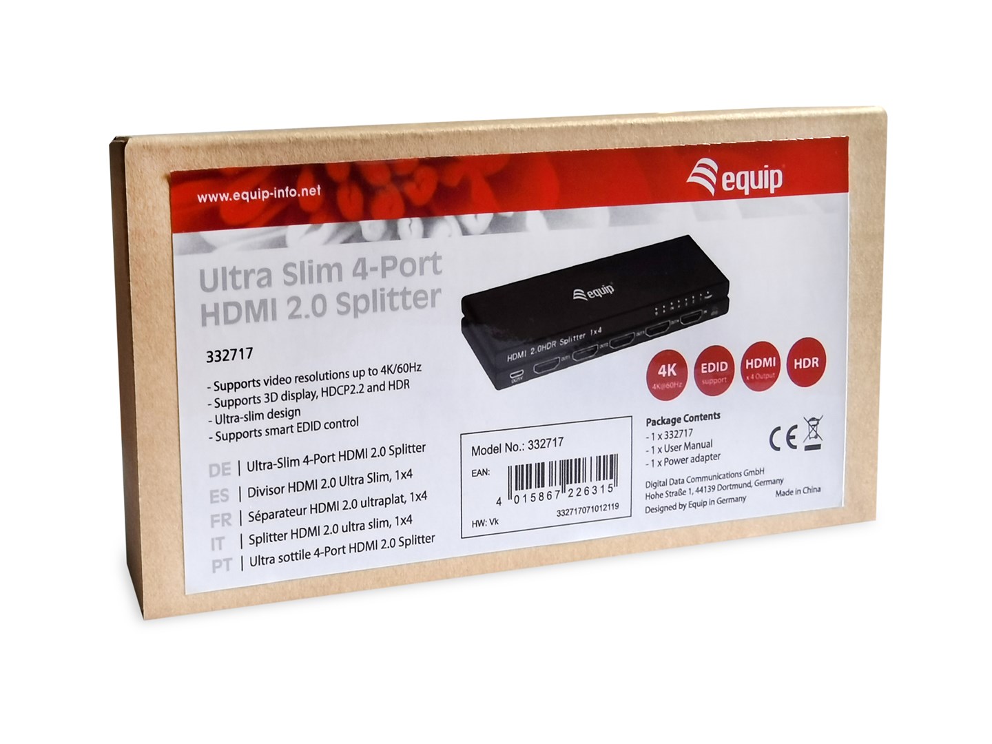 Video Splitter EQUIP 332717 (4x HDMI)-2