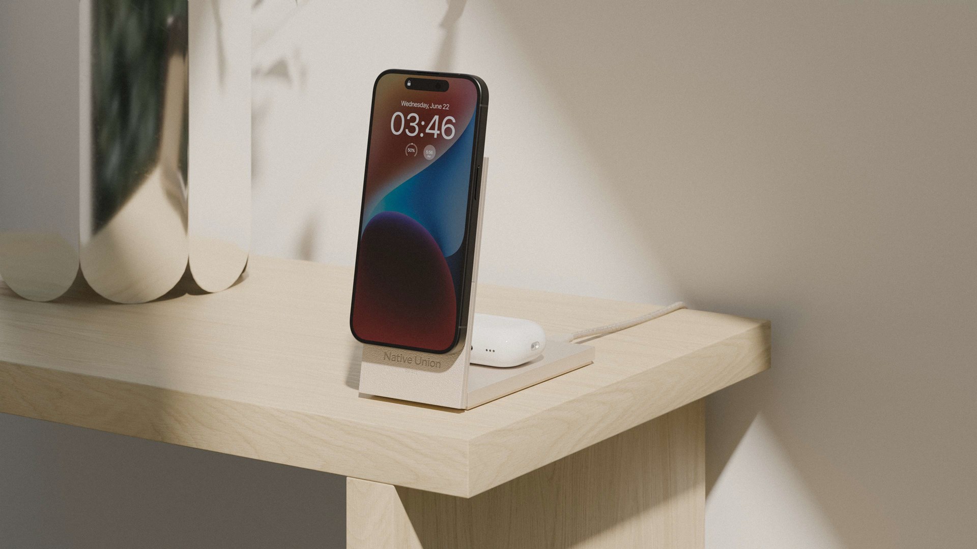 Bežični punjač NATIVE UNION Rise 2-in-1 Qi2 15W Sandstone-3