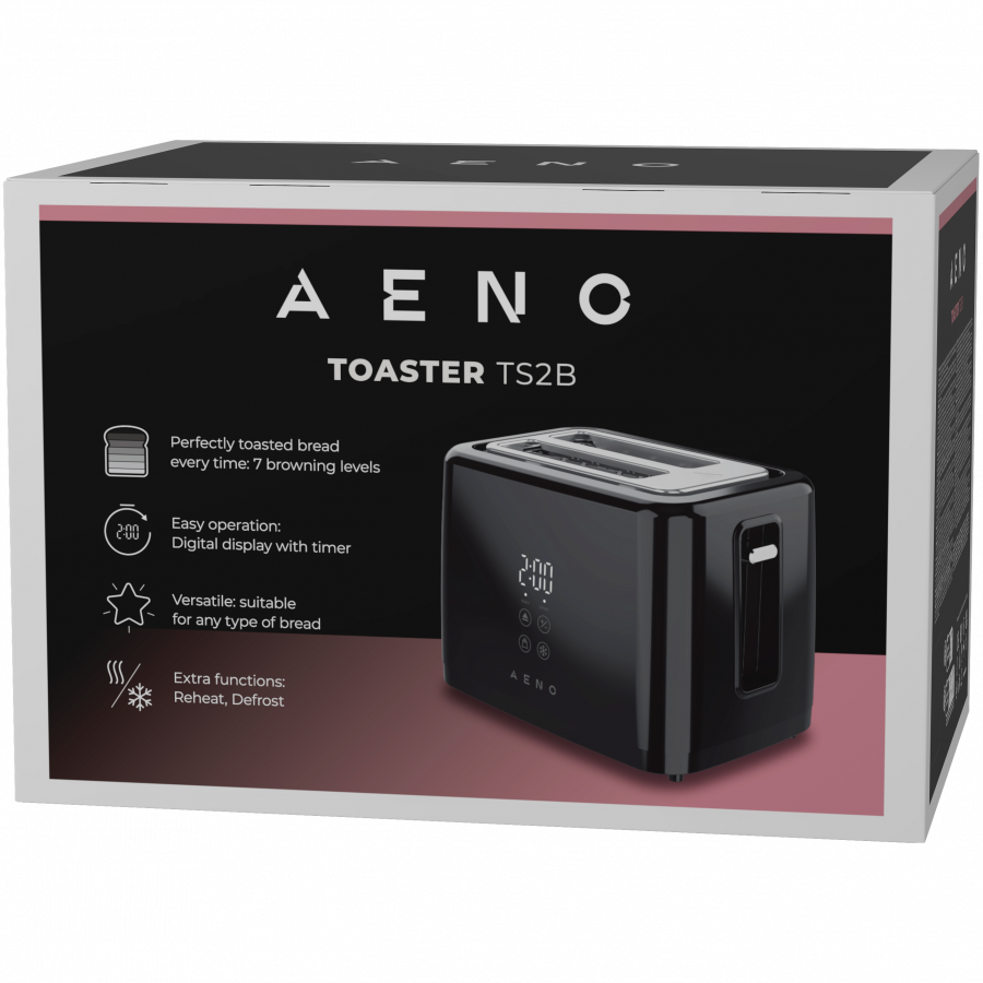 Toster AENO ATS0002B (crni, 2 utora, 930W)-6