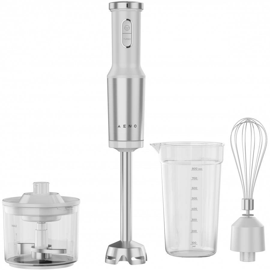 Ručni blender AENO AHB0004W (1200W, bijeli, Tiger Teeth Cutter, metlica, procesor za hranu, čaša)