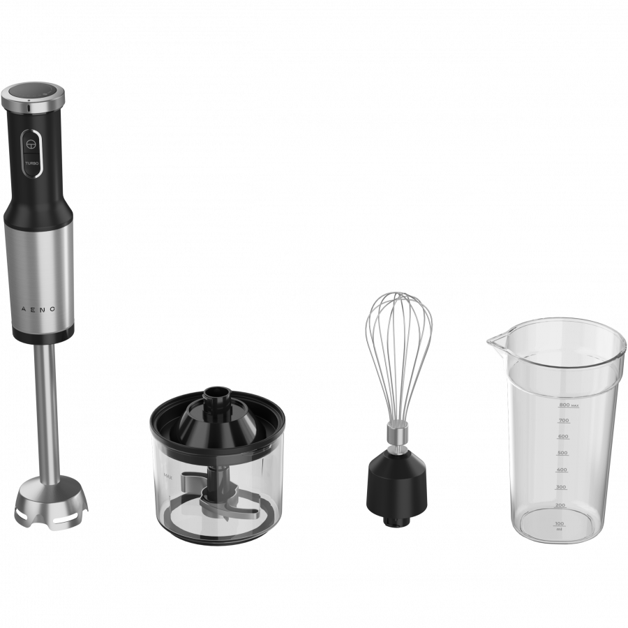 Ručni blender AENO AHB0004B (1200W, crni, Tiger Teeth Cutter, metlica, procesor za hranu, čaša)-1