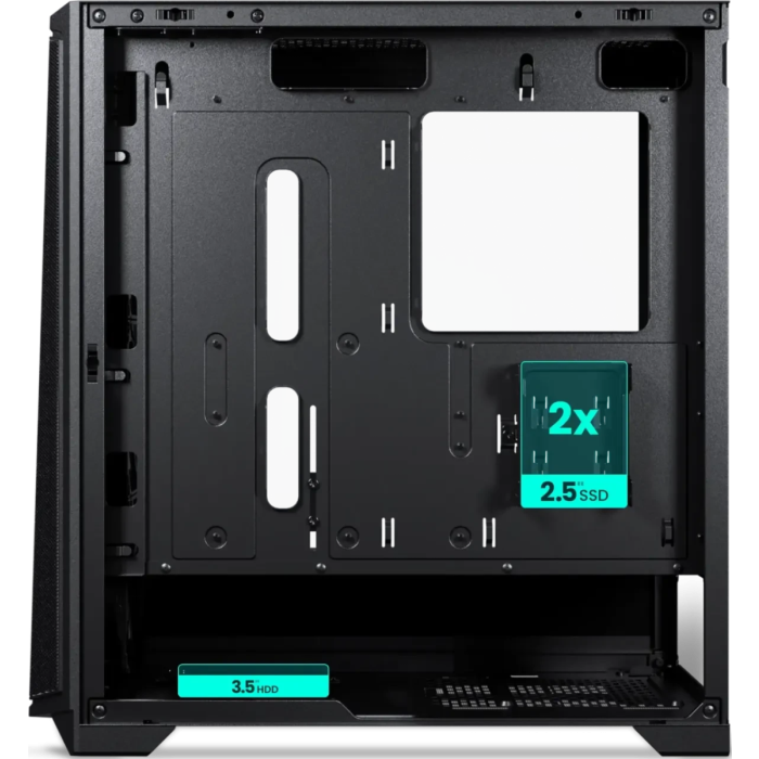 Kućište PHANTEKS ECLIPSE G370A (big tower, atx, m-atx, mini itx, e-atx, ssi-eeb, črna, 3.5" x1, 2.5" x2, 1x usb 3.0, 1x usb-c 3.0, 3x 120mm silent fan, 1x 120mm silent fan opcijsko, do 240mm radiator, do 360mm radiator, dimenzije 465 x 476 x 220mm, težina 6,43kg)-9