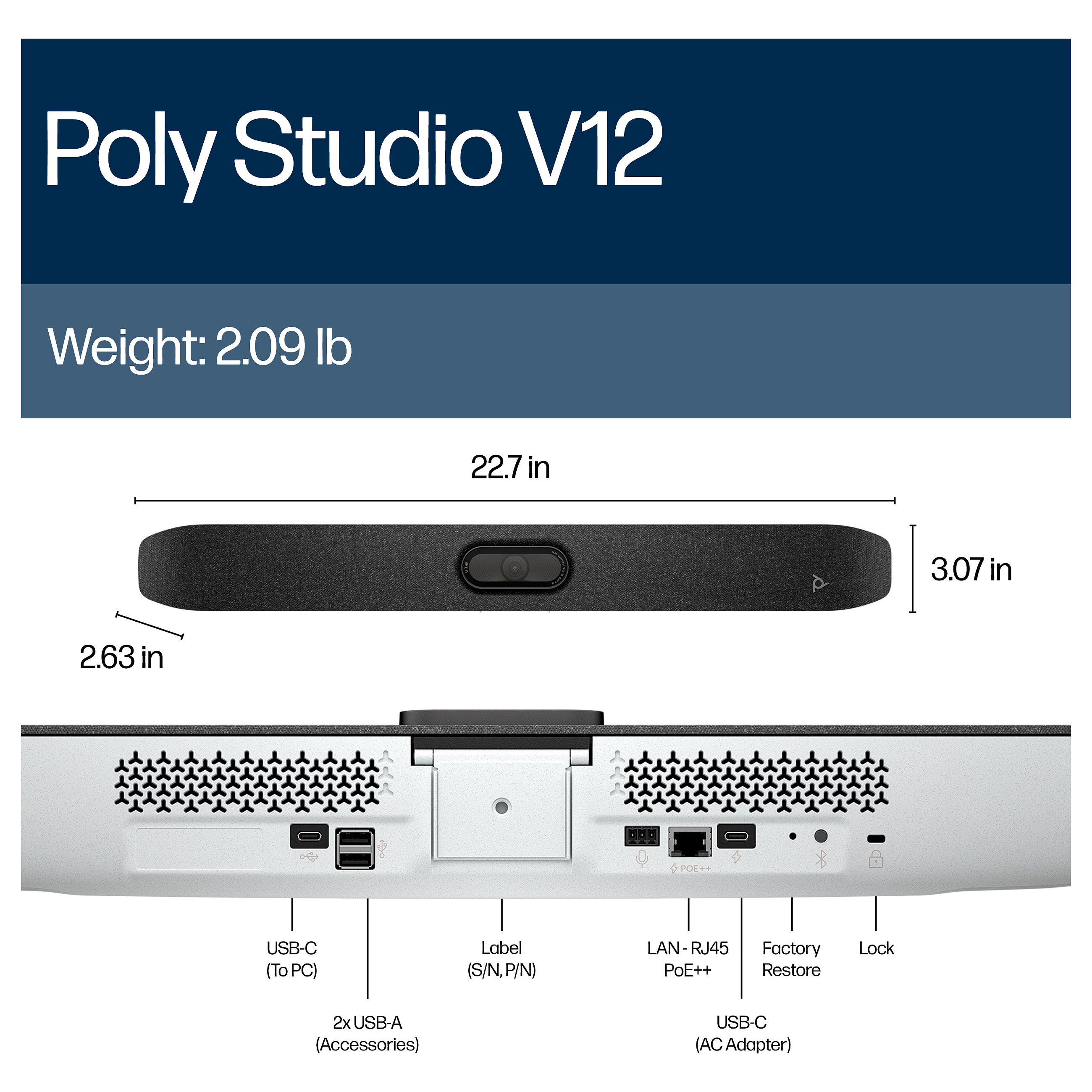 Konferencijski sustav HP POLY STUDIO V12 Videoleiste-11