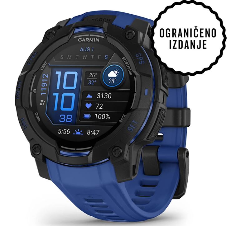 Pametni sat GARMIN Instinct 3 Black Bolt Blue LIMITED EDITION 45mm, 010-02936-03
