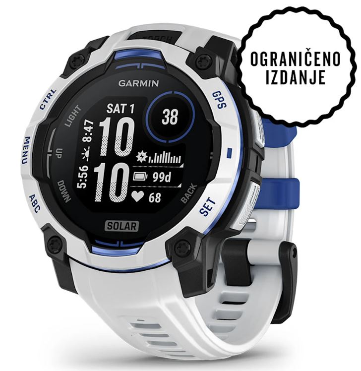 Pametni sat GARMIN Instinct 3 Solar Whitestone Bolt Blue LIMITED EDITION 45mm, 010-02934-03