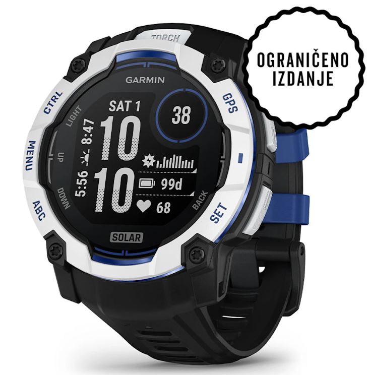 Pametni sat GARMIN Instinct 3 Solar Whitestone Bolt Blue LIMITED EDITION 50mm, 010-02935-03-0
