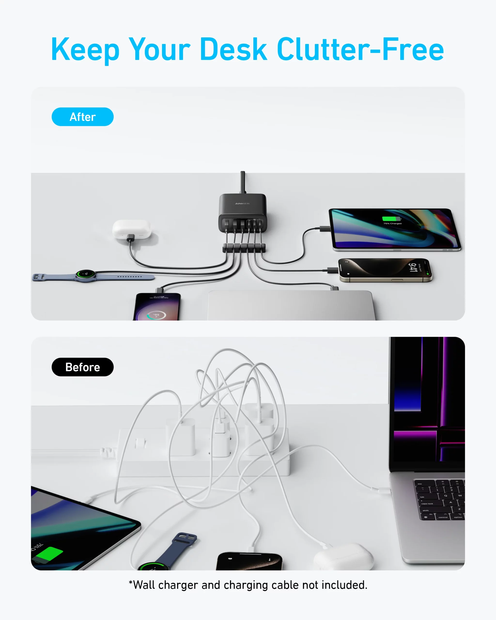 Kućni punjač ANKER GaN 6 port, 112W, 3xUSB-C, 3xUSB-A, A2154G11-2
