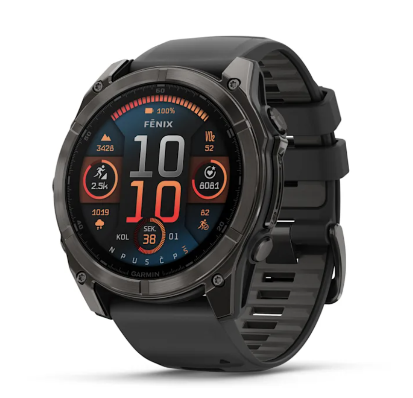 Pametni sat GARMIN Fenix 8, 51 mm, AMOLED, Sapphire Carbon Gray DLC Tit., Black/Pebble Gray remen, 010-02905-21-0