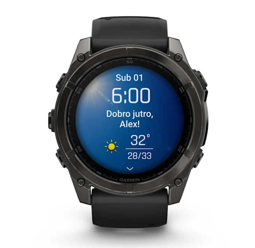 Pametni sat GARMIN Fenix 8, 51 mm, AMOLED, Sapphire Carbon Gray DLC Tit., Black/Pebble Gray remen, 010-02905-21-1