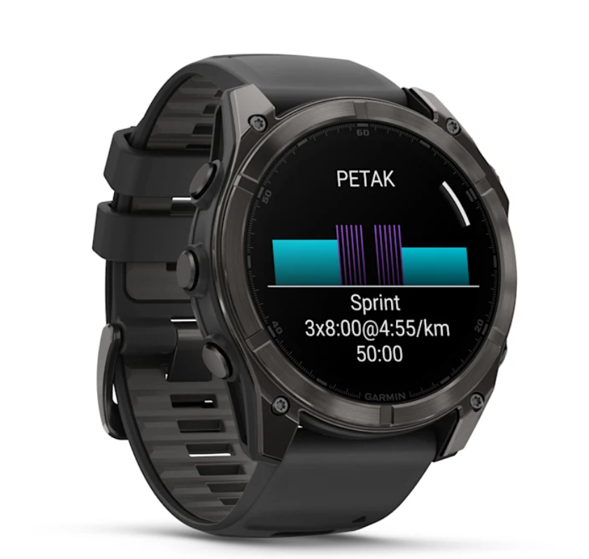 Pametni sat GARMIN Fenix 8, 51 mm, AMOLED, Sapphire Carbon Gray DLC Tit., Black/Pebble Gray remen, 010-02905-21-2