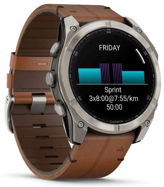 Pametni sat GARMIN Fenix 8 Sapphire Bare Titanium Black/Chestnut 51mm, 010-02905-40