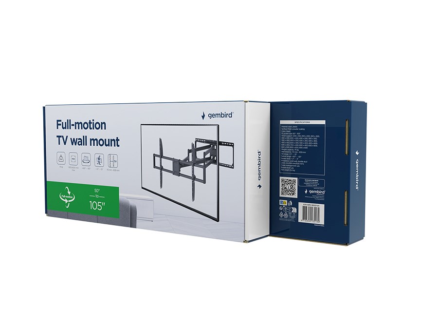 TV Gembird WM-105ST-01 Full-motion zidni nosač, 50" - 105", crna boja-4