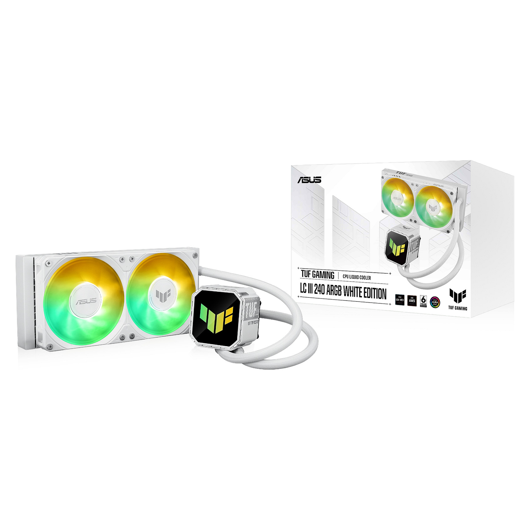 Hladnjak za procesor ASUS TUF GAMING LC III 240 ARGB WHT All-in-one tekući hladnjak 12 cm bijeli-3