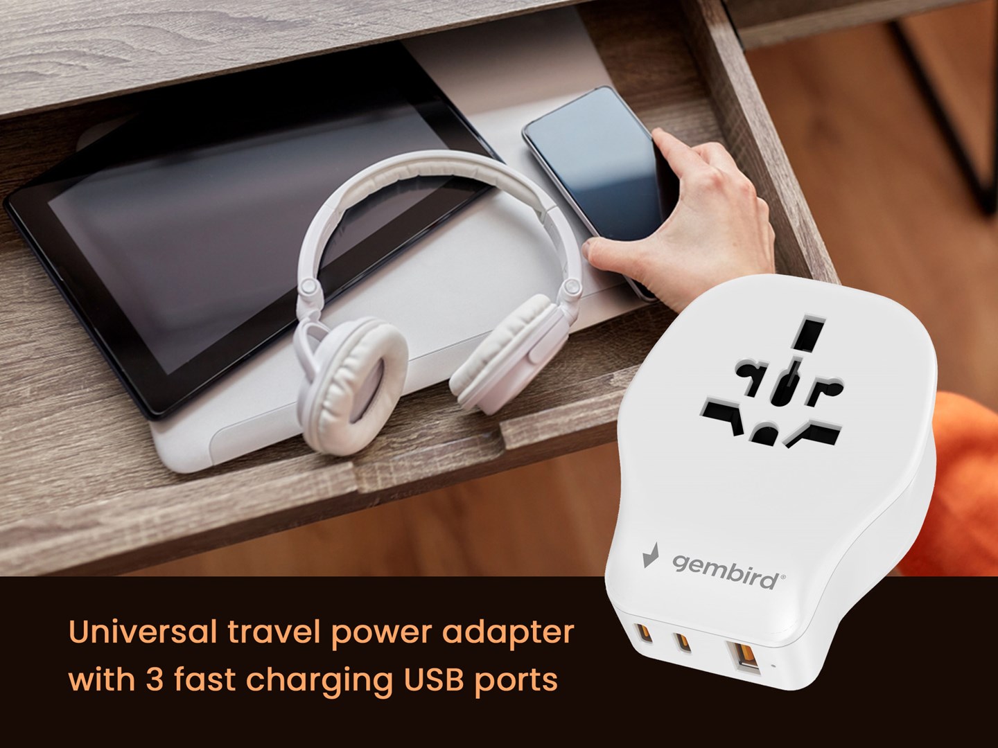 Adapter GEMBIRD TPA-1A2C20-02-W univerzalni putni 20 W bijeli-5