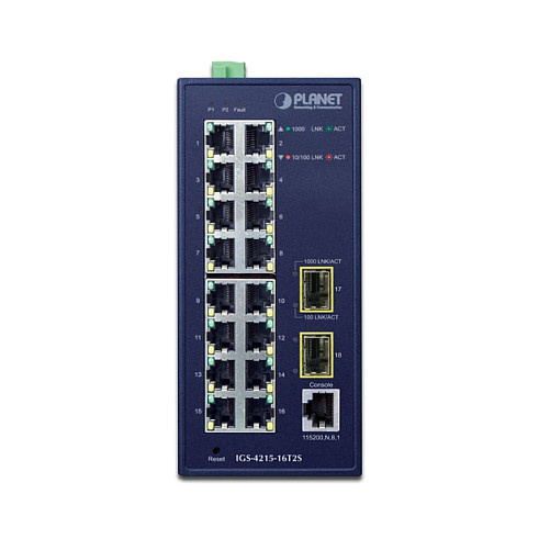 PLANET IGS-4215-16T2S Industrijski mrežni switch (16x GbE, 2x SFP, L2/L4 Managed, IP30)-1