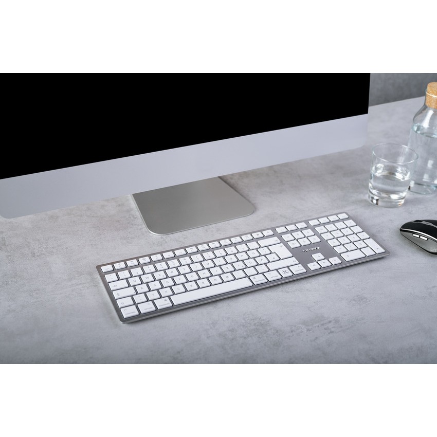 Tipkovnica CHERRY KW 9100 SLIM FOR MAC USB + Bluetooth QWERTZ njemačka srebrna – internacionalna non HR tipkovnica-1