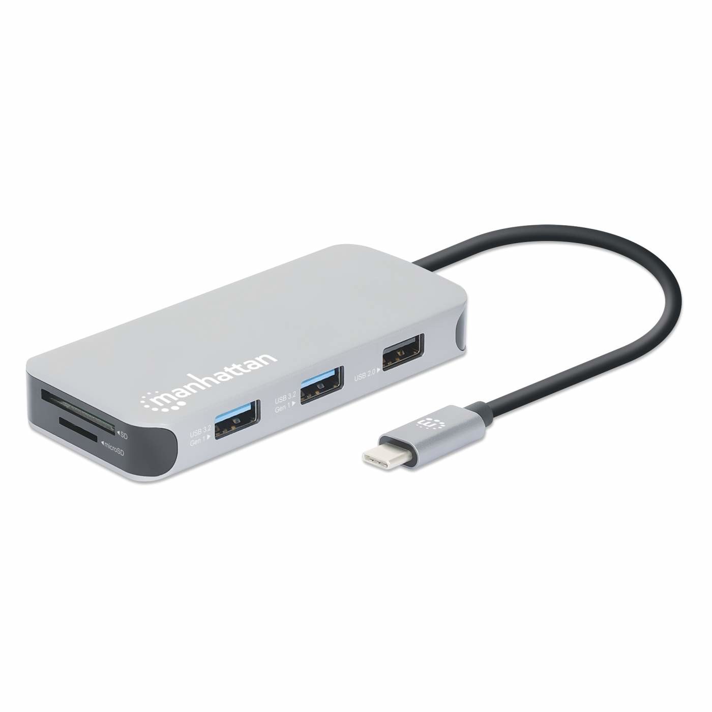 USB-C Dock/Hub MANHATTAN s čitačem kartica (6 portova Ethernet, HDMI, 3x USB-A, USB-C, 10W PD)