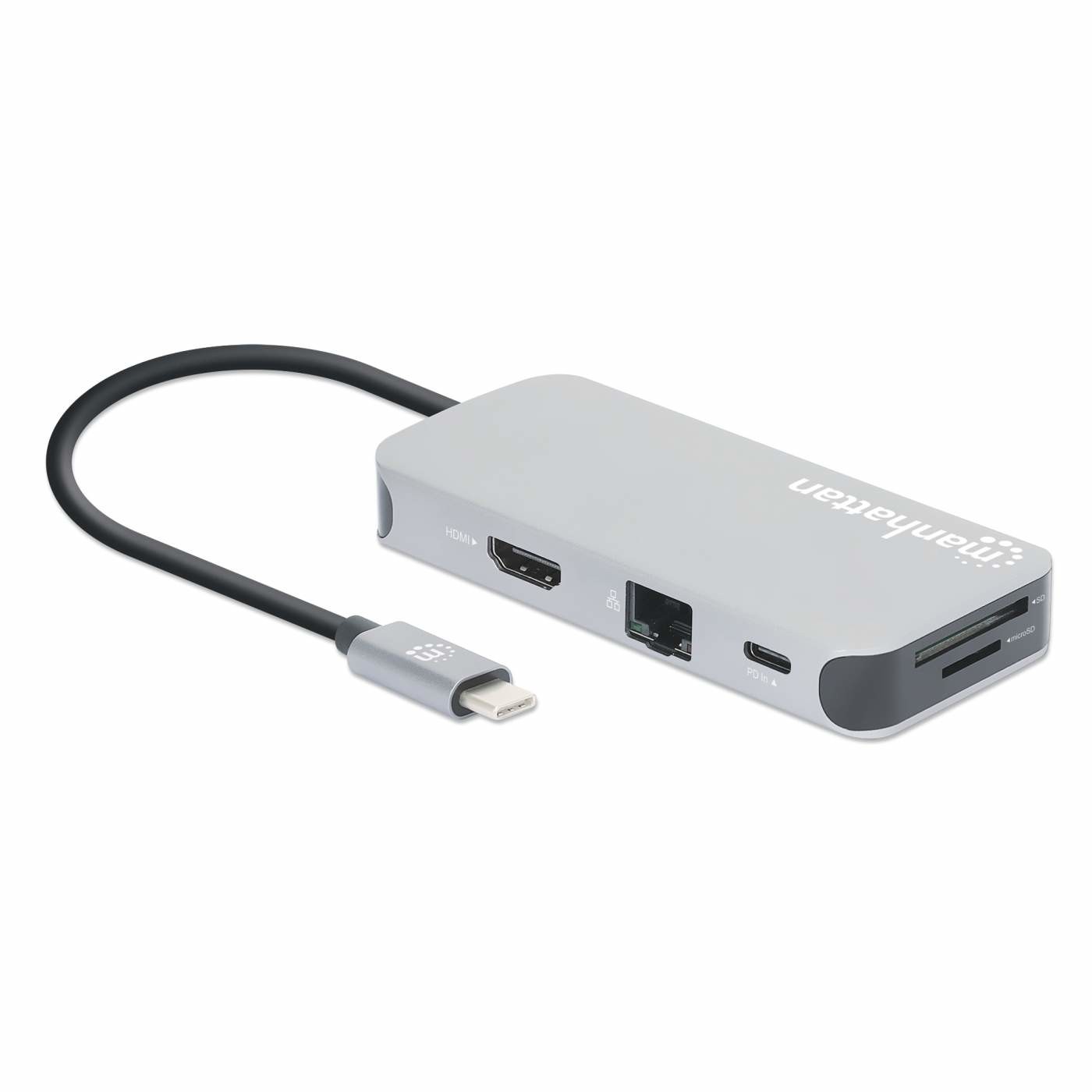 USB-C Dock/Hub MANHATTAN s čitačem kartica (6 portova Ethernet, HDMI, 3x USB-A, USB-C, 10W PD)-1
