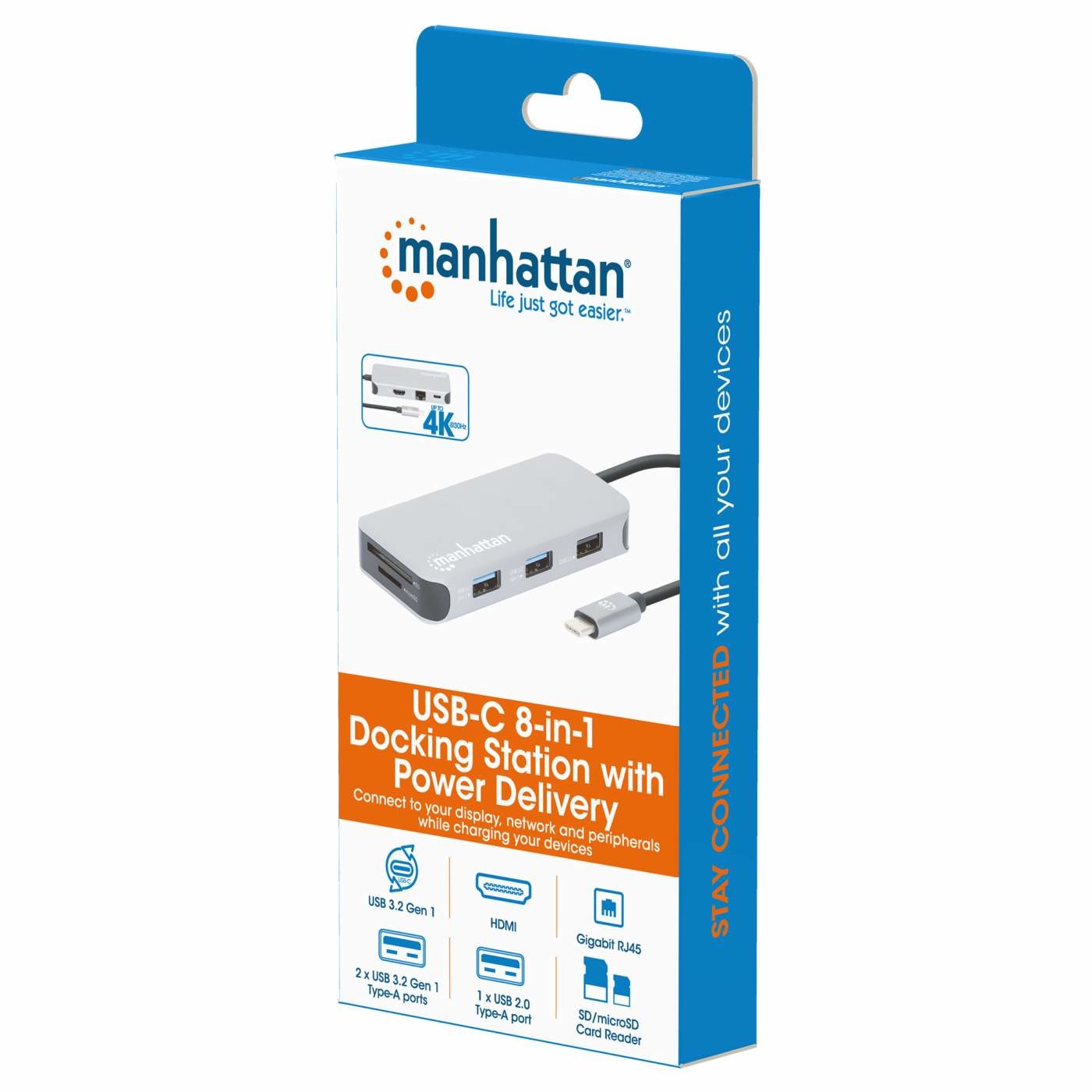 USB-C Dock/Hub MANHATTAN s čitačem kartica (6 portova Ethernet, HDMI, 3x USB-A, USB-C, 10W PD)-3