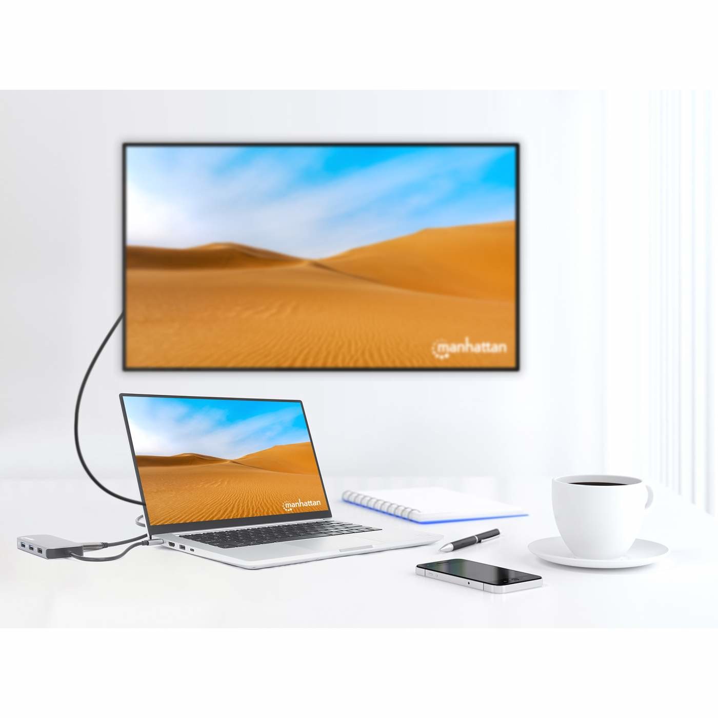 USB-C Dock/Hub MANHATTAN s čitačem kartica (6 portova Ethernet, HDMI, 3x USB-A, USB-C, 10W PD)-9