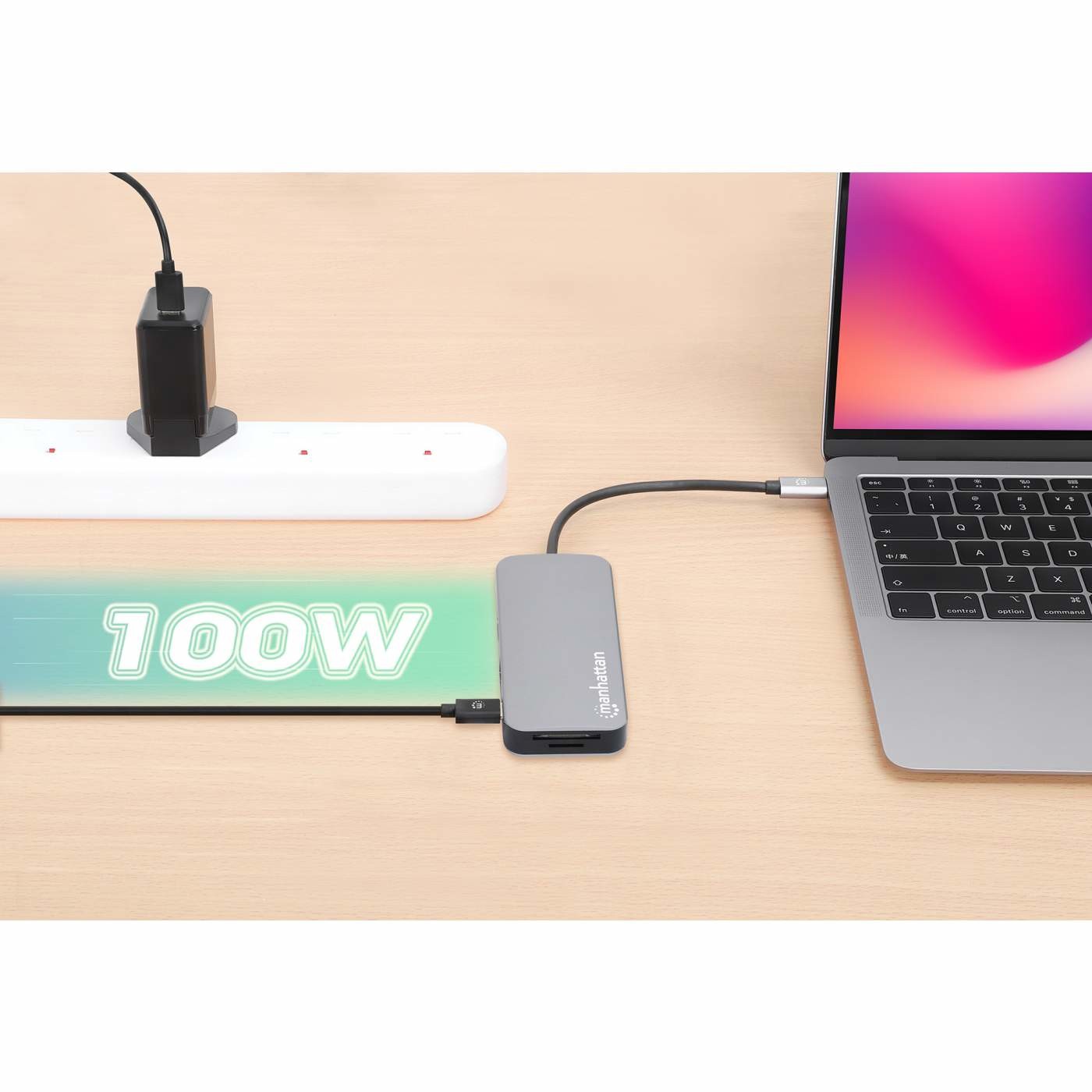 USB-C Dock/Hub MANHATTAN s čitačem kartica (6 portova Ethernet, HDMI, 3x USB-A, USB-C, 10W PD)-10