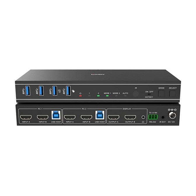 KVM Switch LINDY 2 Port Dual Head (HDMI, 4K@60Hz, USB 3.0)-3