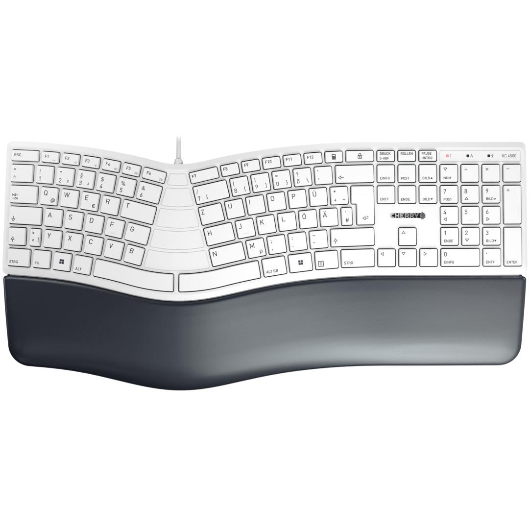 Tipkovnica CHERRY KC 4500 ERGO USB QWERTZ njemačka bijela – internacionalna non HR tipkovnica
