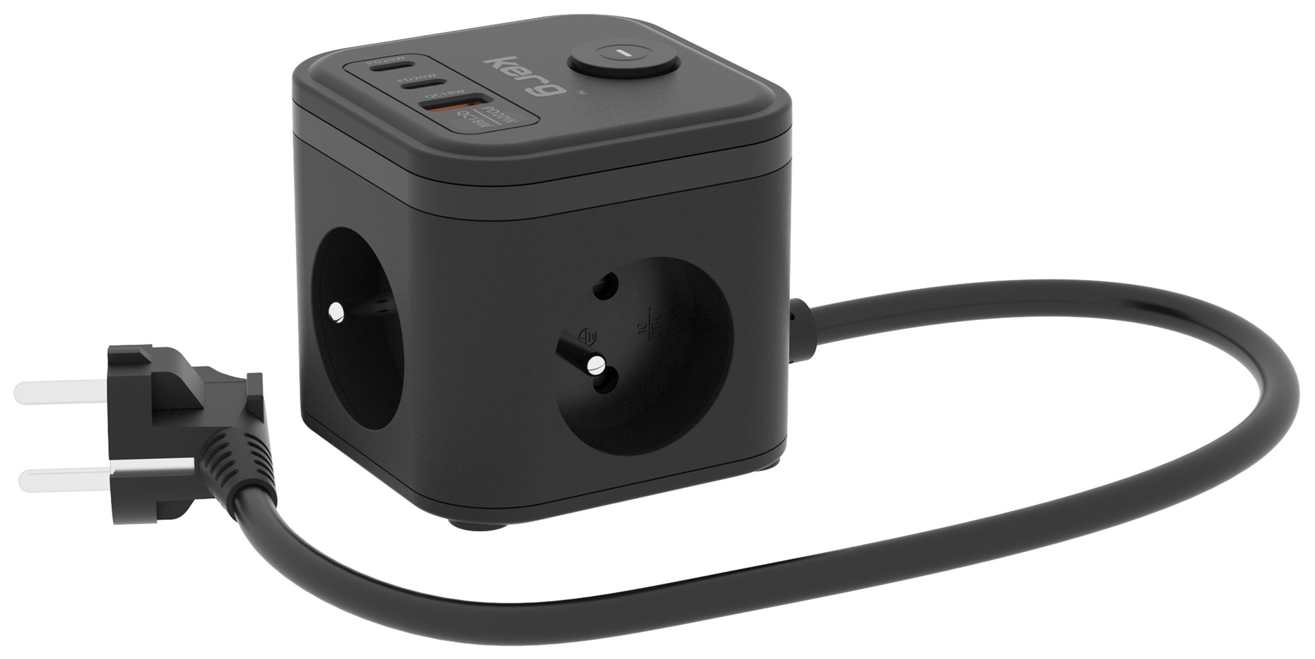 Produžni kabel KERG SMART – 3-SOCKET POWER STRIP + USB-A+USB-C punjač 1.5M 3×1.5MM2 H05VV-F 16A/250V-1