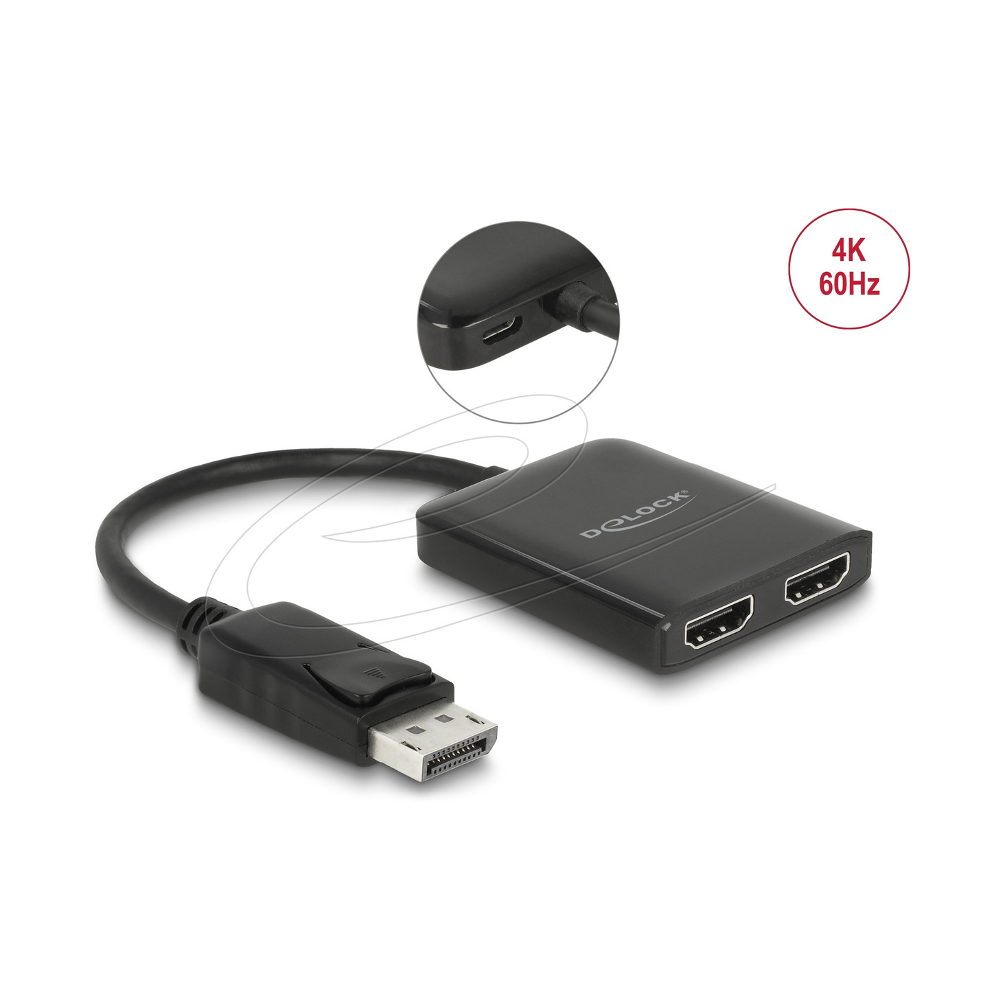 Adapter DELOCK, DisplayPort 1.4 (M) na 2x HDMI (Ž), 0.2m, crni-0