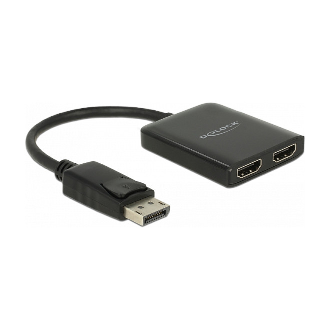 Adapter DELOCK, DisplayPort 1.4 (M) na 2x HDMI (Ž), 0.2m, crni-2