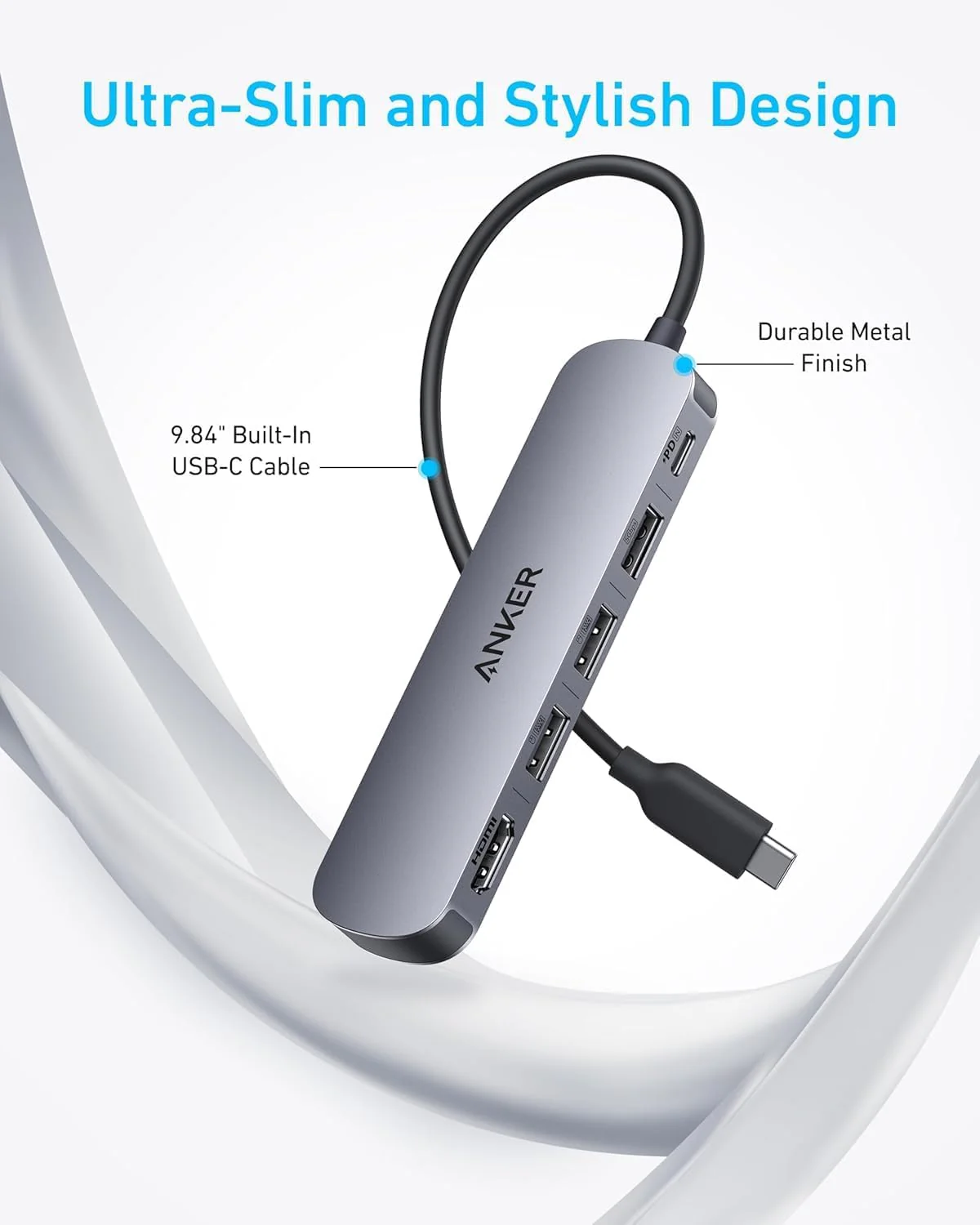 USB HUB ANKER A8357, 5-in-1, USB C/A Hub adapter, 4K@30Hz HDMI-5