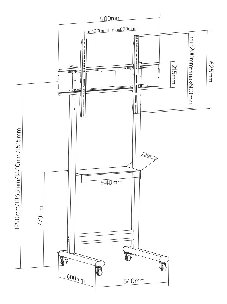 TV nosač TECHLY ICA-TR74 2.29 m (90") Crna boja-5