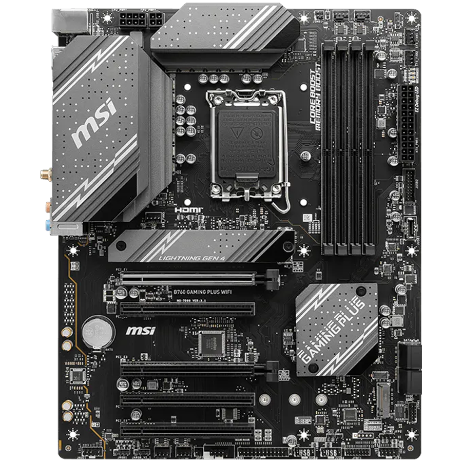 Matična ploča MSI B760 GAMING PLUS WIFI (ATX, LGA 1700, 4x DDR5, 1x HDMI, 1x DisplayPort, 2x M.2, 4x SATA)