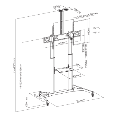 Podni stalak SBOX FS-3610 (60-100", nagib 5-10%) bijeli-3