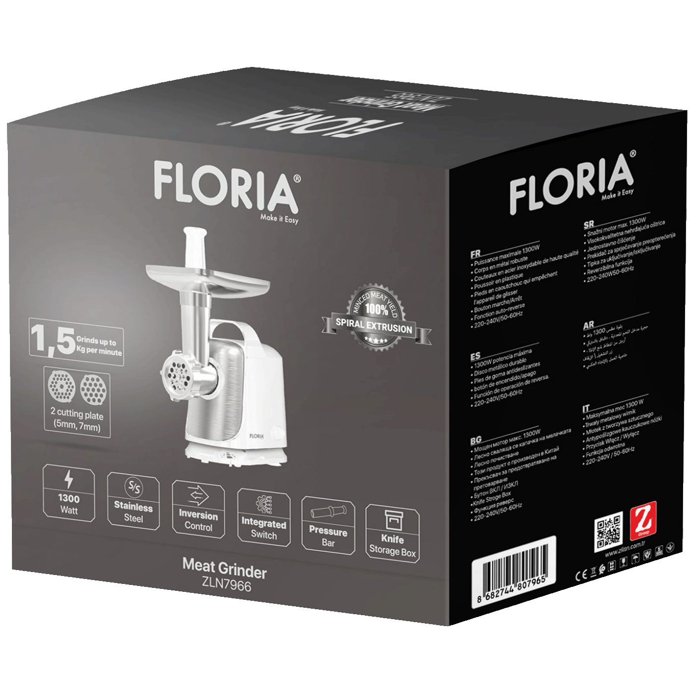 Mašina za mljevenje mesa FLORIA ZLN7966 1300 W-1