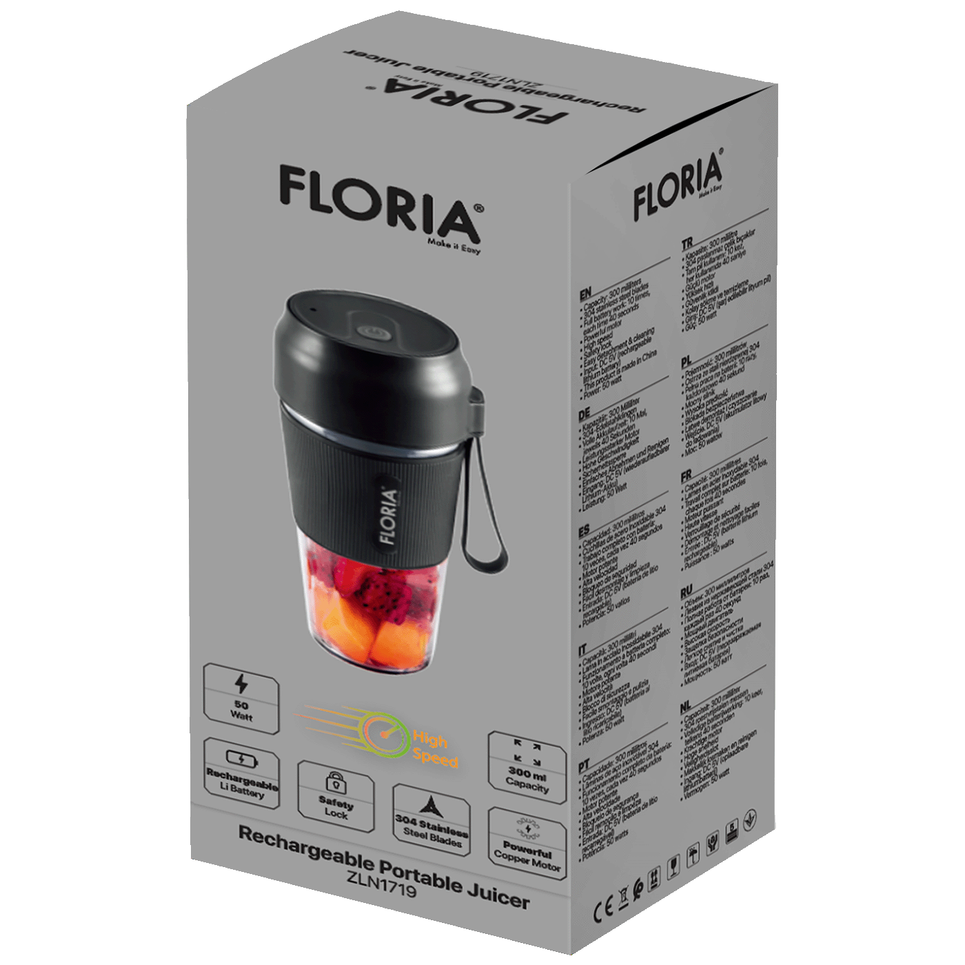 Blender za Smoothie FLORIA ZLN1719 bežični 300ml 50W-1